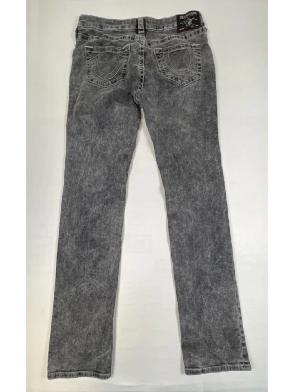 True Religion Womens Billie Mid Rise Straight Leg Acid Wash Grey Jeans Size 30 - Picture 2 of 12